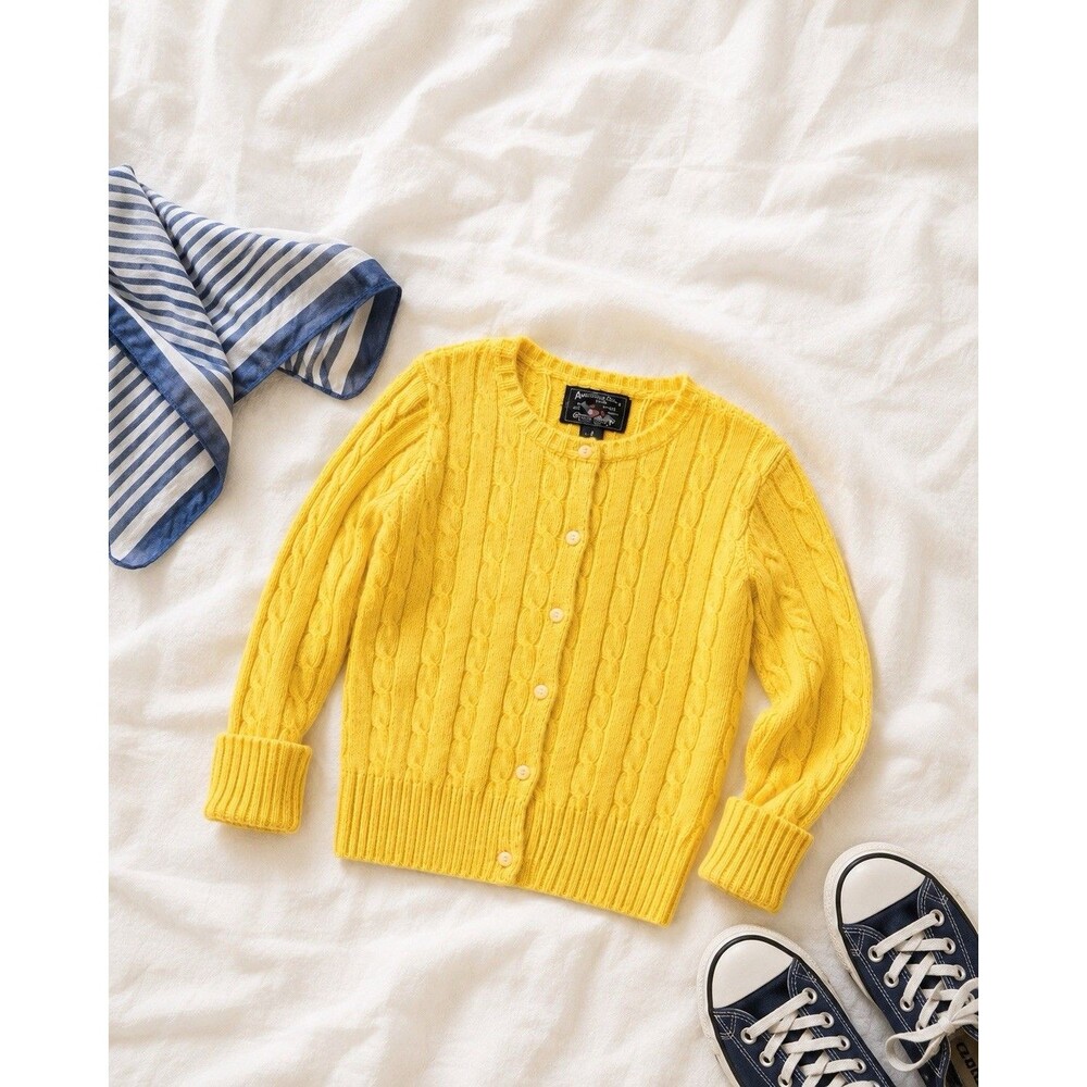 American Living Girls 12-14 Yellow Cable Knit Cardigan